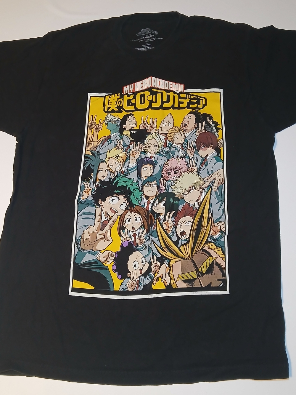 Black Graphic Tee - My Hero Academia Anime Group Print Size L